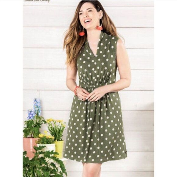 Matilda Jane Dresses & Skirts - Matilda Jane Dot Your I's Dress Womens XS Sleeveless Knee Length Green Polka Dot